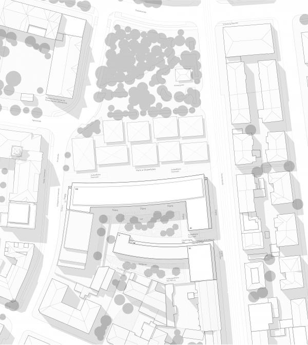 Lageplan © Bruno Fioretti Marquez Architekten mit Capatti Staubach Landschaftsarchitekten